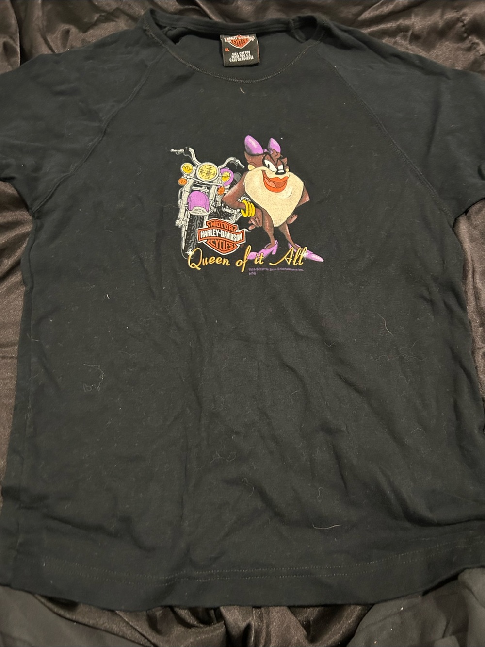 Harley-Davidson Black T‑Shirt with Orange Logo Accent